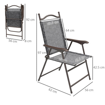 Portable Folding Camping Chairs With Armrests, High Back Breathable Mesh Outdoor Garden Chair Set, Foldable Space-Saving Patio Yard Leisure Chairs