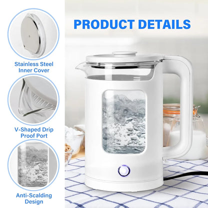 1.8L Electric Kettle 1500W Water Boiler Pot Tea Stainless Steel Kettle Auto Shut-Off Electric Kettle Home Kitchen Water Heater UK Plug