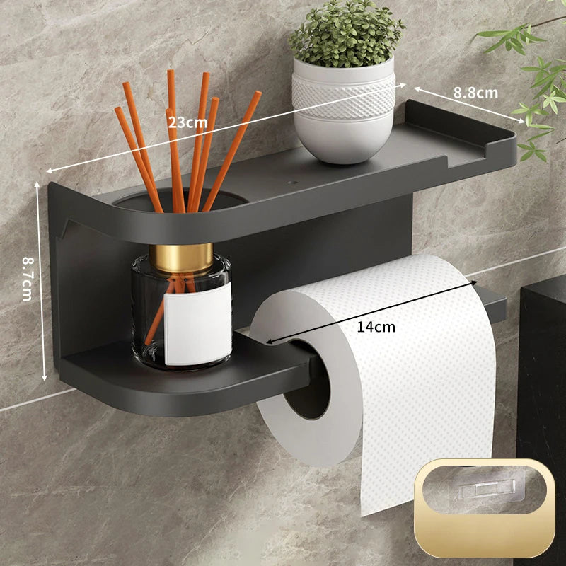 Self Adhesive Toilet Paper Holder Wall Mounted Kitchen Towel Rack Storage Organizer Bathroom Accessories No Drill Wall Storage