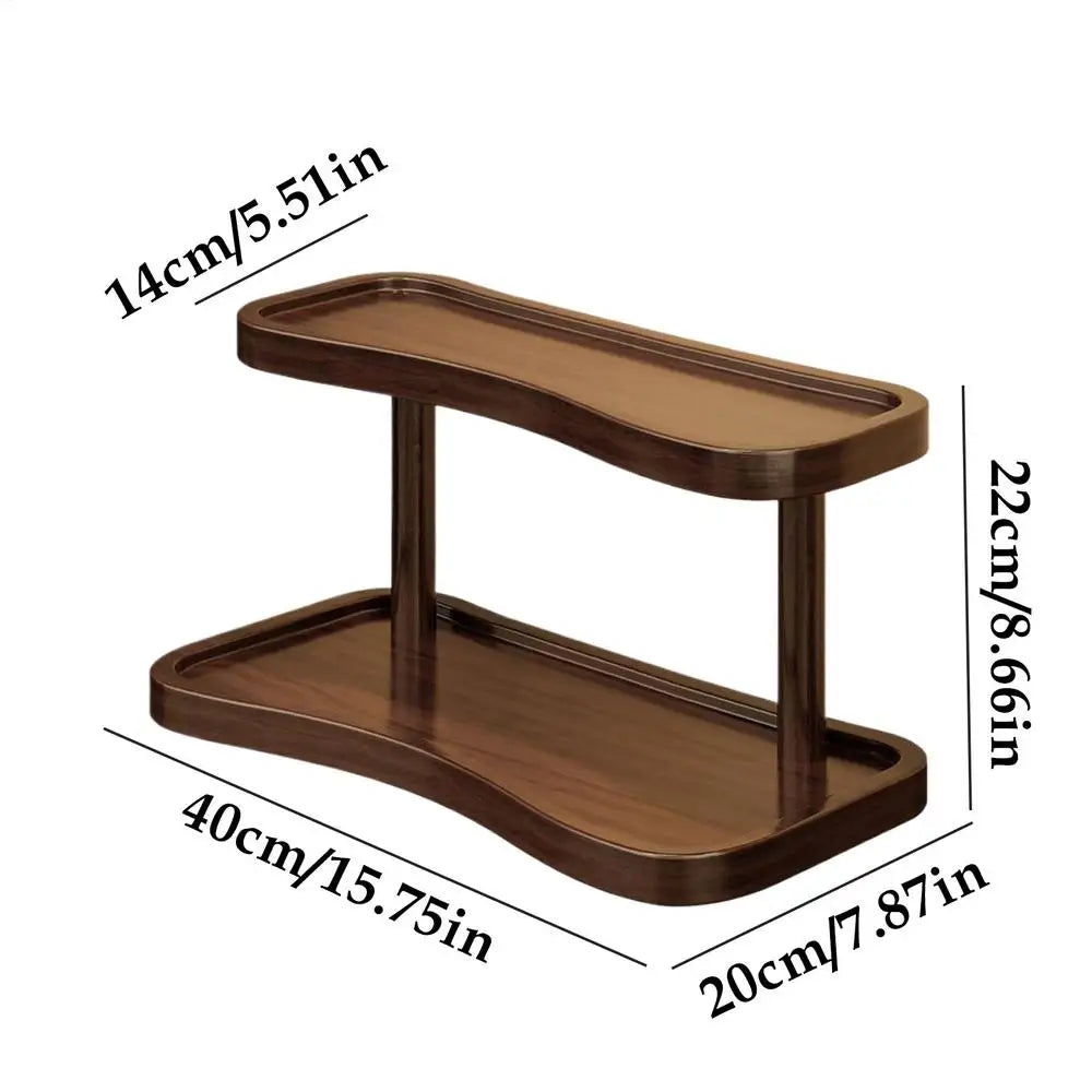 2-layer Desktop Shelf For Makeup 2-Tier Mug Holders Tabletop Tea Set Holder Wooden Perfume Display Organizer Storage Rack