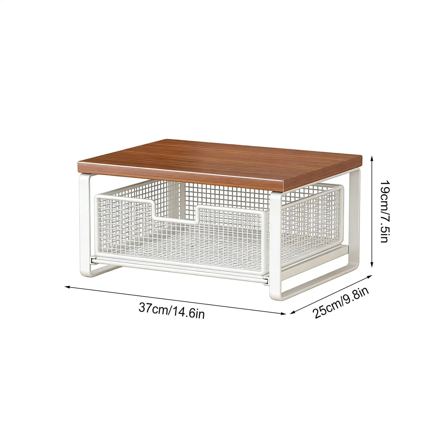 Double-Tier Printer Stand with Storage Space Saving Office Organizer Desk Printer Shelf for Home School Kitchen Counter
