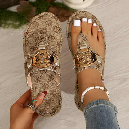 Women Platform Slippers Flat Sandals Outdoor Floral Slippers Ladies New Summer Women Shoes Beach Slides Women 2026 Flip Flops