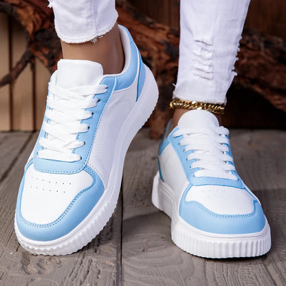 ZERJER Unisex Sneakers, New Arrival Large Size Classic Retro Men's Sports Skate Shoes, White Thick-Soled Tennis Shoes, Solid Col