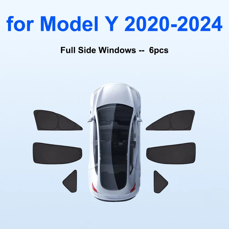 Sun Shade for Tesla Model Y Juniper 2025-2020 Car Windshield Sunshade Cover Front Side Window Privacy Blind Shading for Camping