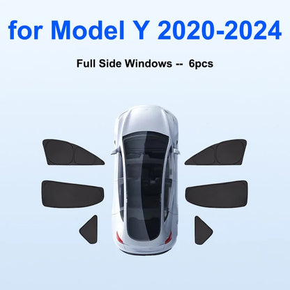 Sun Shade for Tesla Model Y Juniper 2025-2020 Car Windshield Sunshade Cover Front Side Window Privacy Blind Shading for Camping