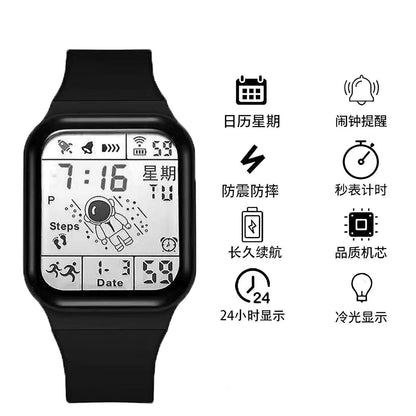 Fashion Digital Watch for Men Women Kids Spaceman Sweaterproof Sport Watches Multifunction Clock Student Electronic Wristwatch