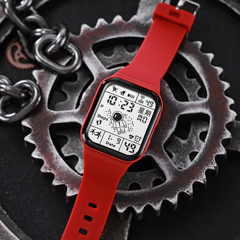 Fashion Digital Watch for Men Women Kids Spaceman Sweaterproof Sport Watches Multifunction Clock Student Electronic Wristwatch