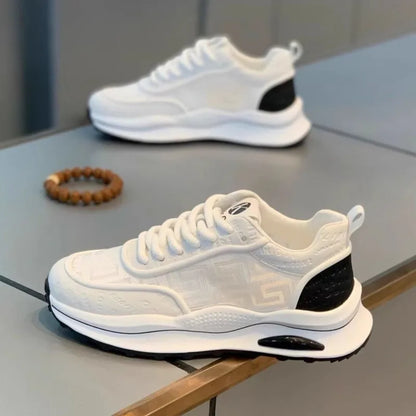 2026 New Summer Men's Ins Trendy White Mesh Footwear Breathable Thick Platform Sole Casual Daily Outdoor Sports Sneakers
