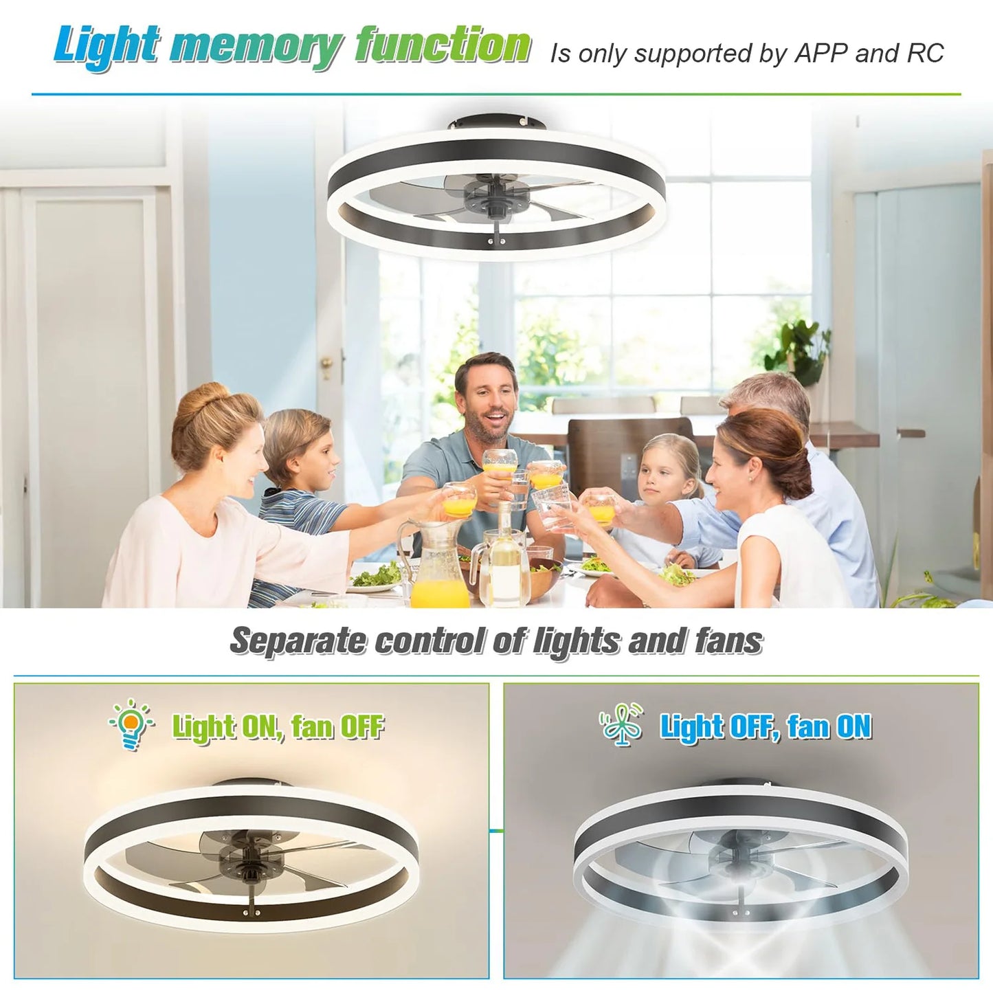 Modern Ceiling Fan (With Lighting) Silent LED Dimmable Ceiling Fan (With Remote Control) for Bedroom Study Dining Room,