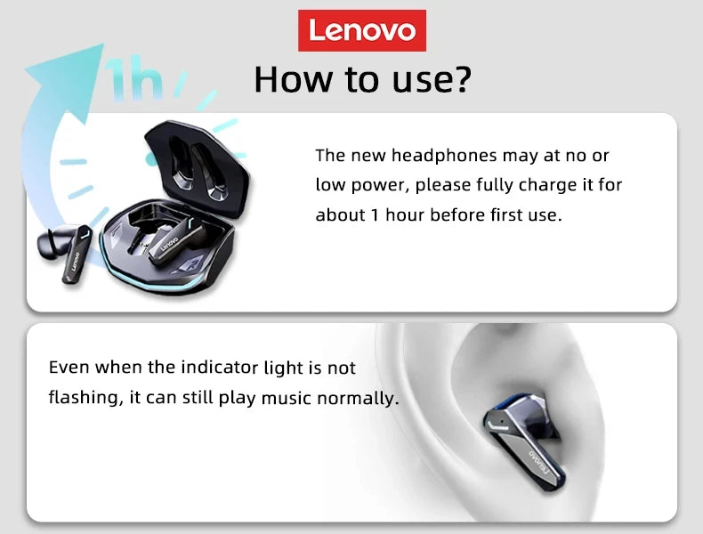 Lenovo GM2 PRO Bluetooth Headset for Game  5.3 Spoit Headset Dual Mode HD Call Noise Reduction Earbuds with Mic Music Earphories
