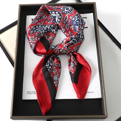 60Colors Luxury Scarf Women 70*70Cm Silk Feel Square Hair Wrapping Foulard Satin Shawl Big Size Head Bandana Hijab Handkerchief