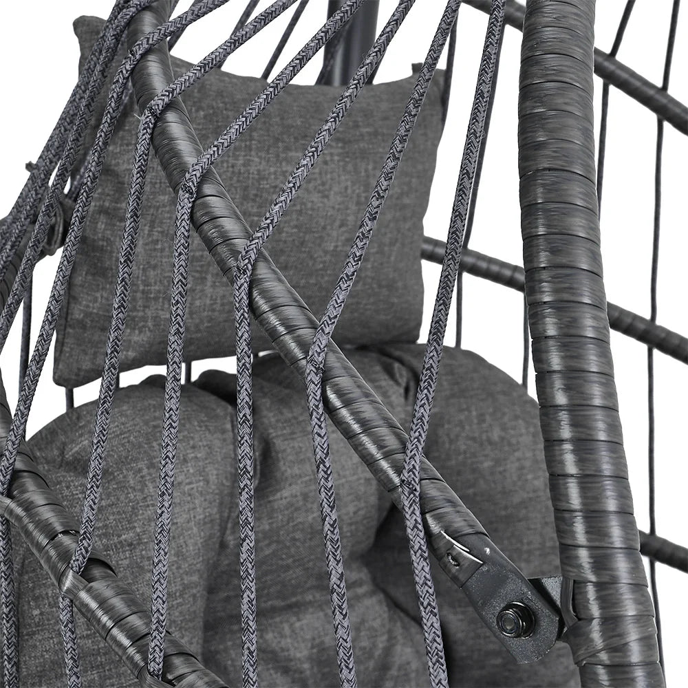 Woven hanging chair with stand and cushions hanging swing egg chair indoor outdoor patio garden leisure chair