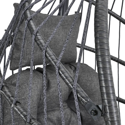 Woven hanging chair with stand and cushions hanging swing egg chair indoor outdoor patio garden leisure chair