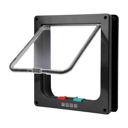 Cat Flap Door with 4 Way Security Lock Puppy Kitten Safety Pet Door ABS Plastic Small Pet Gate Pet Door and Sliding Door