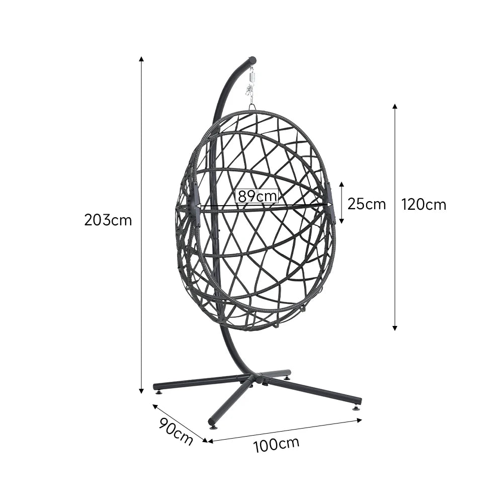 Woven hanging chair with stand and cushions hanging swing egg chair indoor outdoor patio garden leisure chair