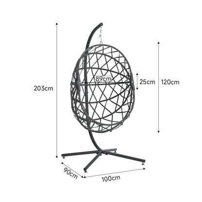 Woven hanging chair with stand and cushions hanging swing egg chair indoor outdoor patio garden leisure chair