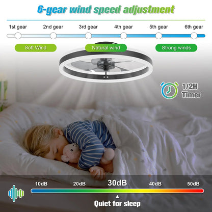 Modern Ceiling Fan (With Lighting) Silent LED Dimmable Ceiling Fan (With Remote Control) for Bedroom Study Dining Room,