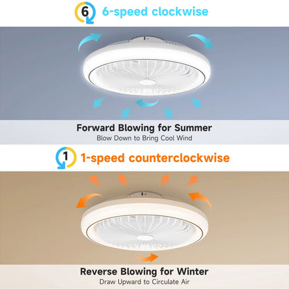 LED Bladeless Ceiling Fan Light Remote Control Dimmable Quiet Powerful Airflow for Living Room Bedroom Home Decor