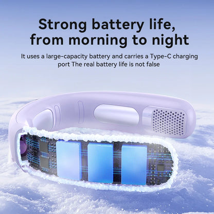 Lenovo Portable Neck Fan Mini Neck Cooler Bladeless Hanging Neck Fan 4000mah Usb Rechargeable IceCooling Fan Led Digital Display