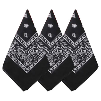Hip Hop Cowboy Paisley Scarf Large bandana head Square scarf Men Women 55x55cm Black Red White