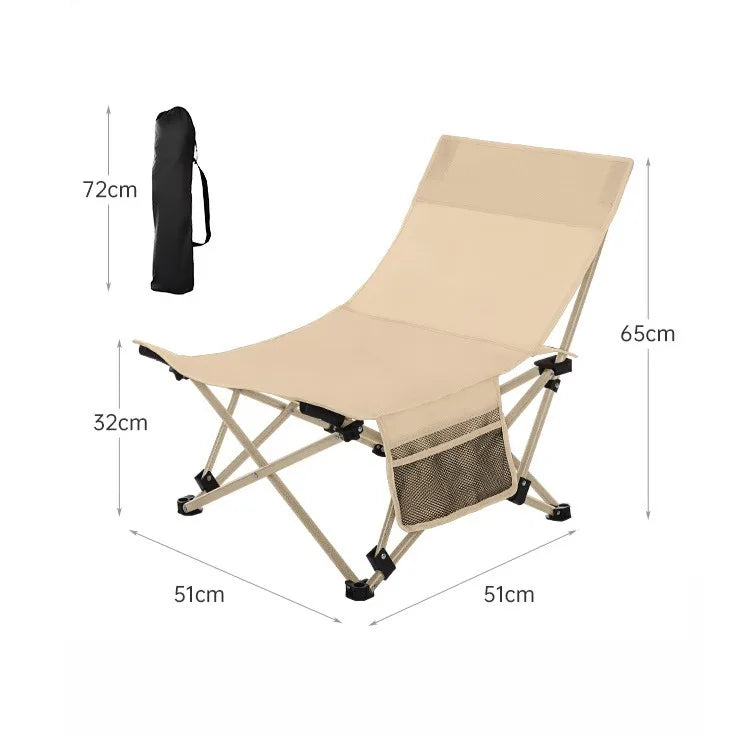 Outdoor Portable Folding Chair Camping Outing Lightweight Adjustable Recliner Fishing Leisure Chair Lunch Break Back Moon Chair