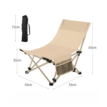Outdoor Portable Folding Chair Camping Outing Lightweight Adjustable Recliner Fishing Leisure Chair Lunch Break Back Moon Chair