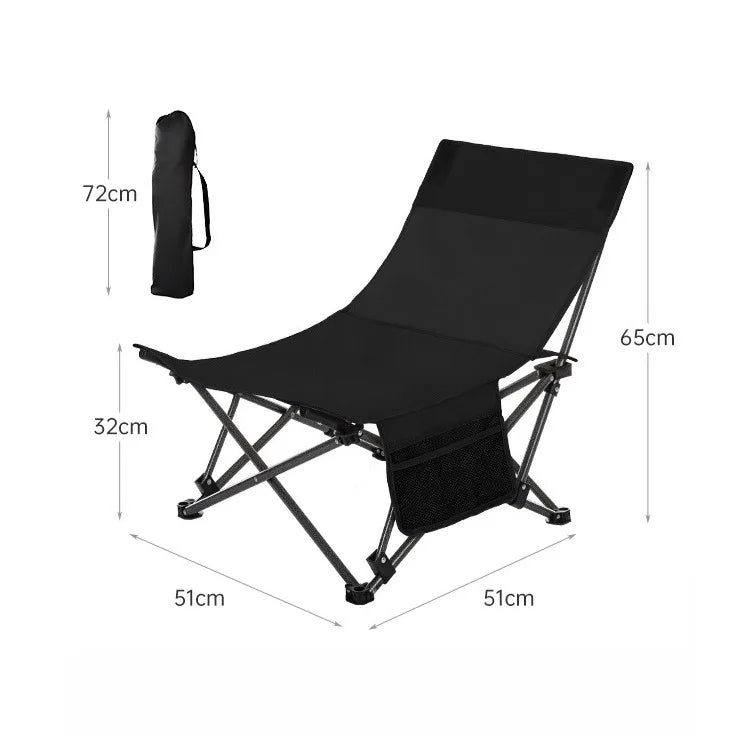 Outdoor Portable Folding Chair Camping Outing Lightweight Adjustable Recliner Fishing Leisure Chair Lunch Break Back Moon Chair