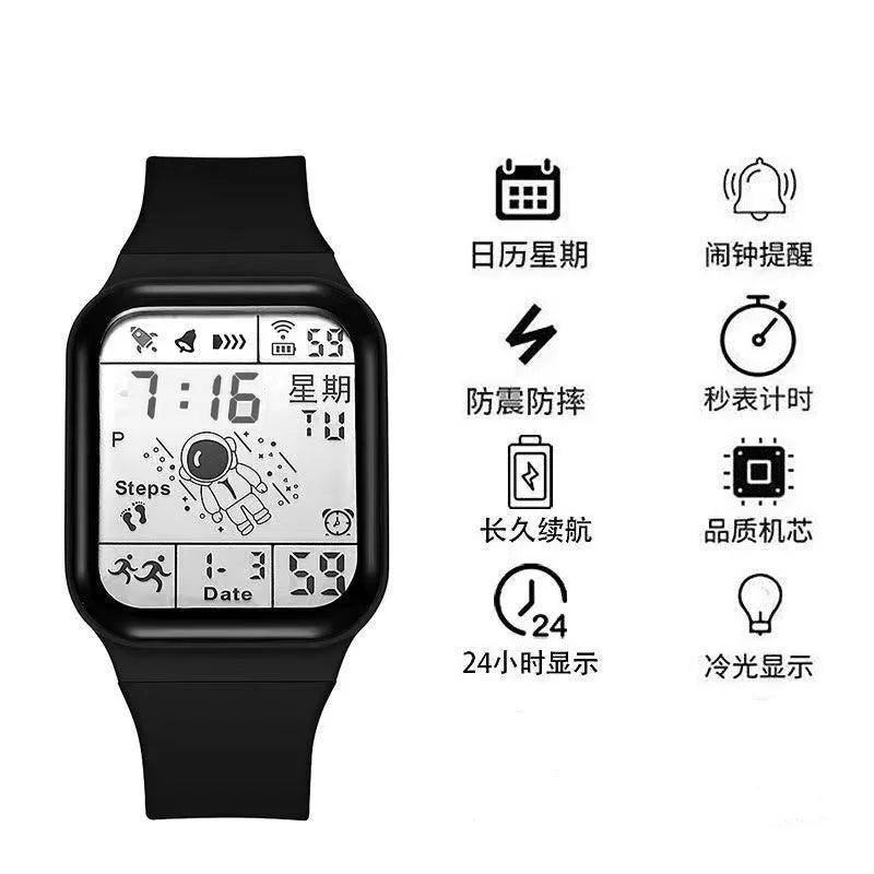 Fashion Digital Watch for Men Women Kids Spaceman Sweaterproof Sport Watches Multifunction Clock Student Electronic Wristwatch