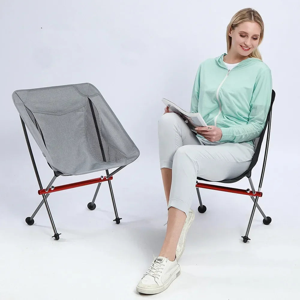 Portable Folding Camping Chair Full-Aluminum Frame Compact with Carry Bag Outdoor Hiking Fishing Backpacking