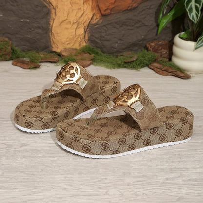 Women Platform Slippers Flat Sandals Outdoor Floral Slippers Ladies New Summer Women Shoes Beach Slides Women 2026 Flip Flops