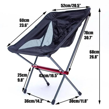 Portable Folding Camping Chair Full-Aluminum Frame Compact with Carry Bag Outdoor Hiking Fishing Backpacking