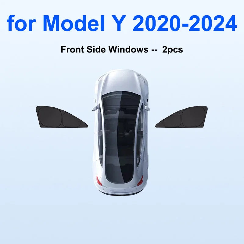 Sun Shade for Tesla Model Y Juniper 2025-2020 Car Windshield Sunshade Cover Front Side Window Privacy Blind Shading for Camping