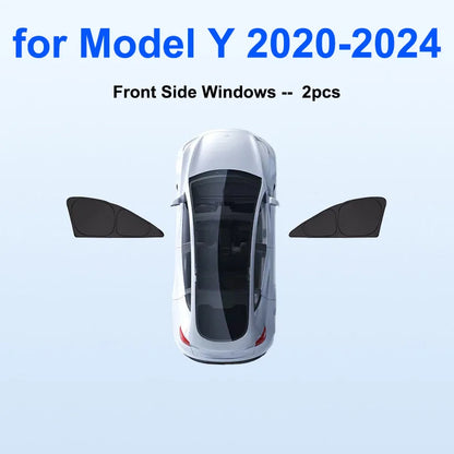 Sun Shade for Tesla Model Y Juniper 2025-2020 Car Windshield Sunshade Cover Front Side Window Privacy Blind Shading for Camping
