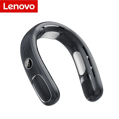 Lenovo Portable Neck Fan Mini Neck Cooler Bladeless Hanging Neck Fan 4000mah Usb Rechargeable IceCooling Fan Led Digital Display