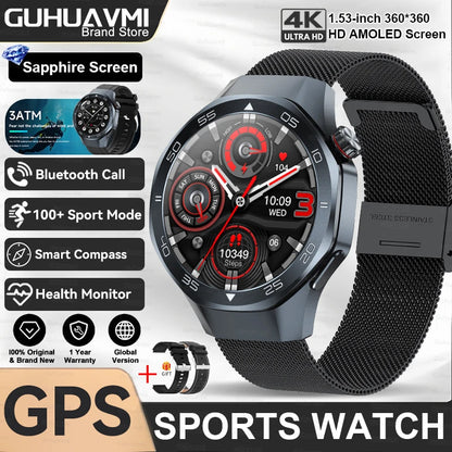 2026New Luxury Mens GPS Motion Smart Watch Military Wristwatch Waterproof Compass Altimeter Man Electron Sports Business Watches