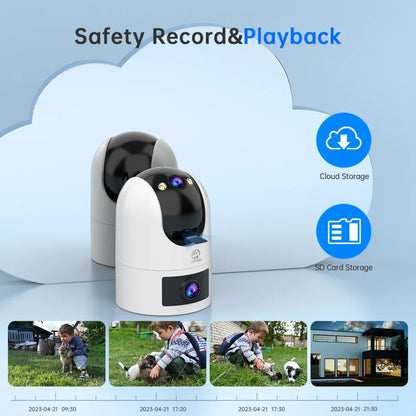 CAM720 8MP WiFi IP Camera Dual Lens Outdoor Surveillance Camera Auto Tracking Baby Monitor Night Vision 5X Zoom Indoor Cameras