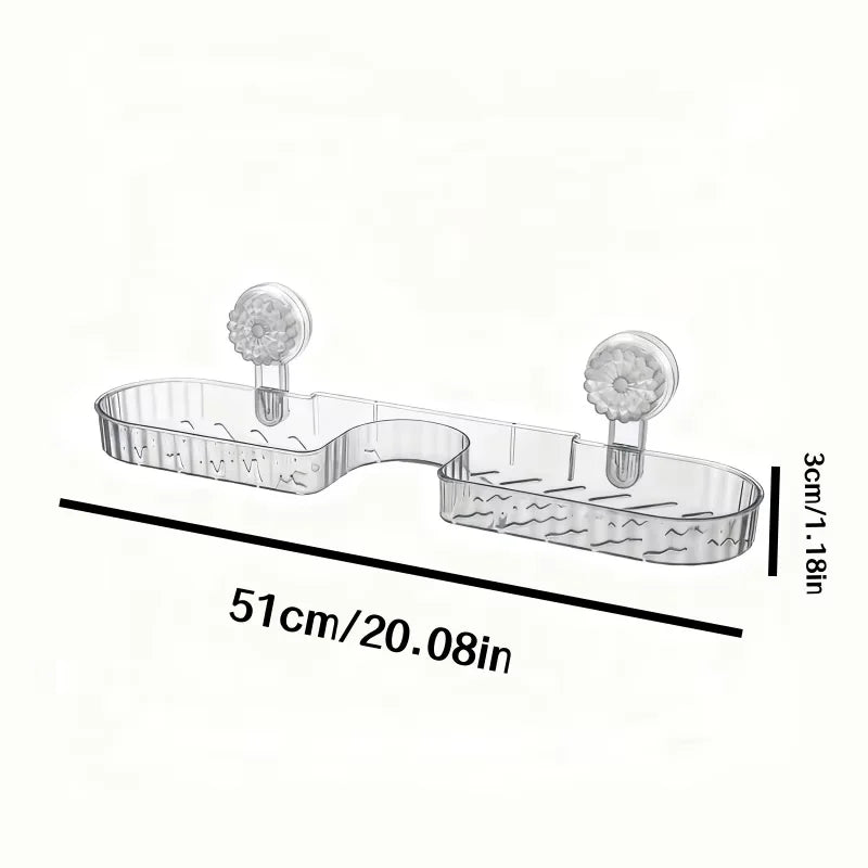 1-Piece Suction Cup Washbasin Storage Rack for Bathroom, Toilet, Mirror Front, Faucet, High Aesthetic Value, No-Drill Wall-Mounted, Universal, Available in Two Colors
