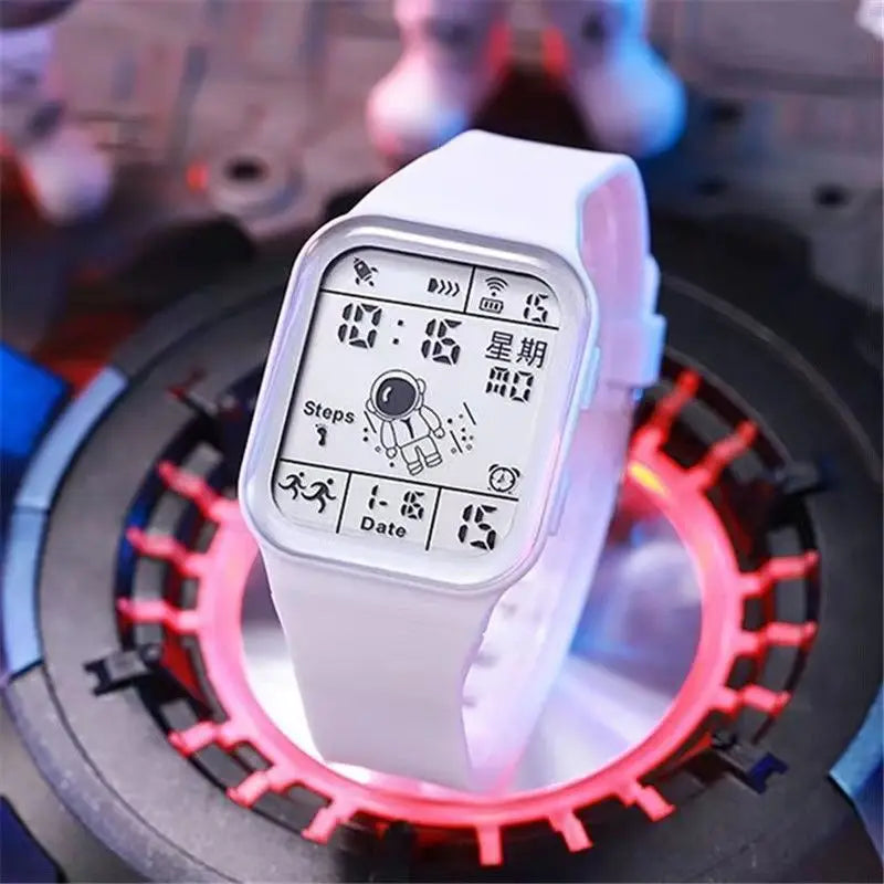 Fashion Digital Watch for Men Women Kids Spaceman Sweaterproof Sport Watches Multifunction Clock Student Electronic Wristwatch