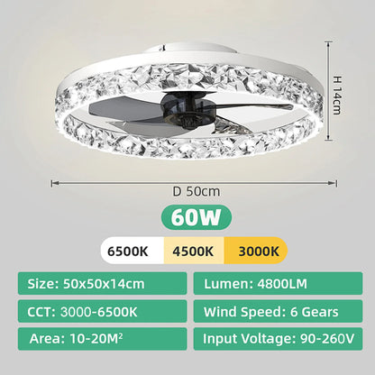 Modern Ceiling Fan (With Lighting) Silent LED Dimmable Ceiling Fan (With Remote Control) for Bedroom Study Dining Room,