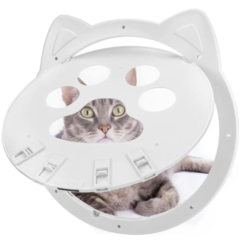4 Ways Lock Small Cat Paw Print Flap Pet Door Puppy Door for Interior Exterior Door Window Lockable Safe Dog Gate Screen Door