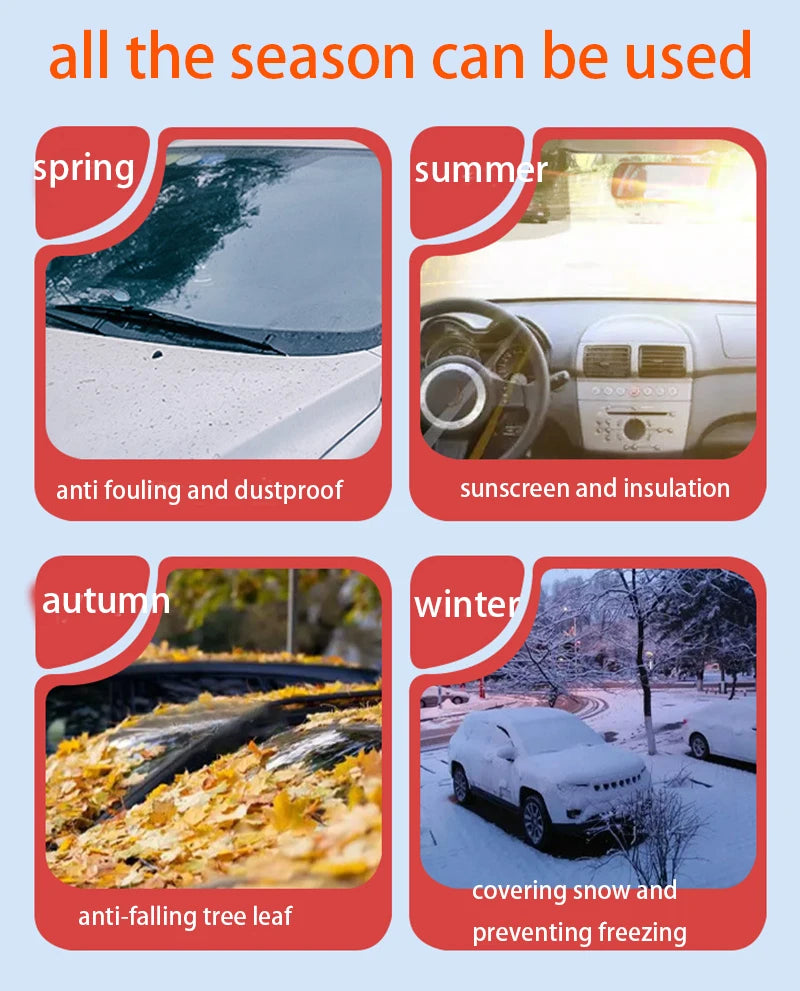Magnetic Car Snow Cover Car Front Windscreen Cover Exterior Sunshade Snow Protection Snow Shield Half-Cover Windshield Cover