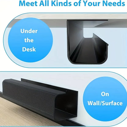 Wire Storage Slot 8.5cm/3.35in Under Desk Cable Management Tray Self Adhesive Cable Storage Rack Basket for Power Strip Adapter