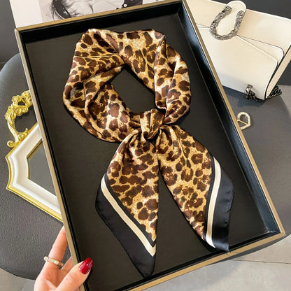 60Colors Luxury Scarf Women 70*70Cm Silk Feel Square Hair Wrapping Foulard Satin Shawl Big Size Head Bandana Hijab Handkerchief