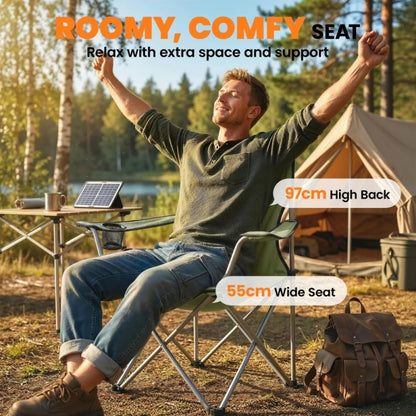 2-Pack Portable Folding Camping Chairs with Cup Holders & Carry Bag – Green Outdoor Camp Chairs for Beach, Picnic, Garden & Sports Events