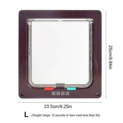 Cat Flap Door with 4 Way Security Lock Puppy Kitten Safety Pet Door ABS Plastic Small Pet Gate Pet Door and Sliding Door