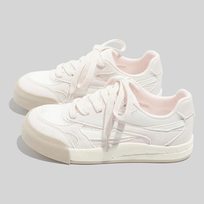 Vintage White Platform Skate Sneakers For Women 2026 Spring New Soft Sole Height Increasing Fashion Versatile Casual Daily Walki