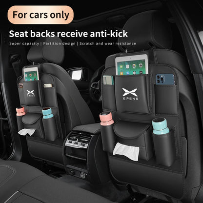 For XPeng P7 G6 G7 Car Seat Organizer Back Multi-pocket Storage Bag Rear Anti-wear Backrest Protection Anti-kick Pad Accessories
