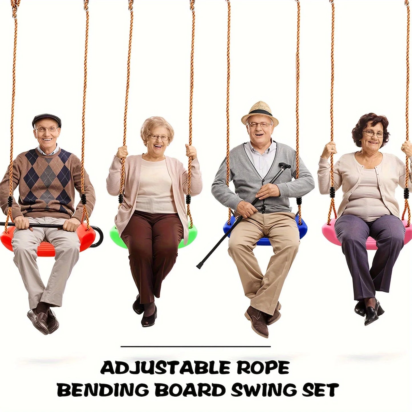 Adjustable Adult Swing Chair for Garden & Patio | No Tools Needed Installation, Soft Rope & Plastic Design | Red Outdoor Hanging