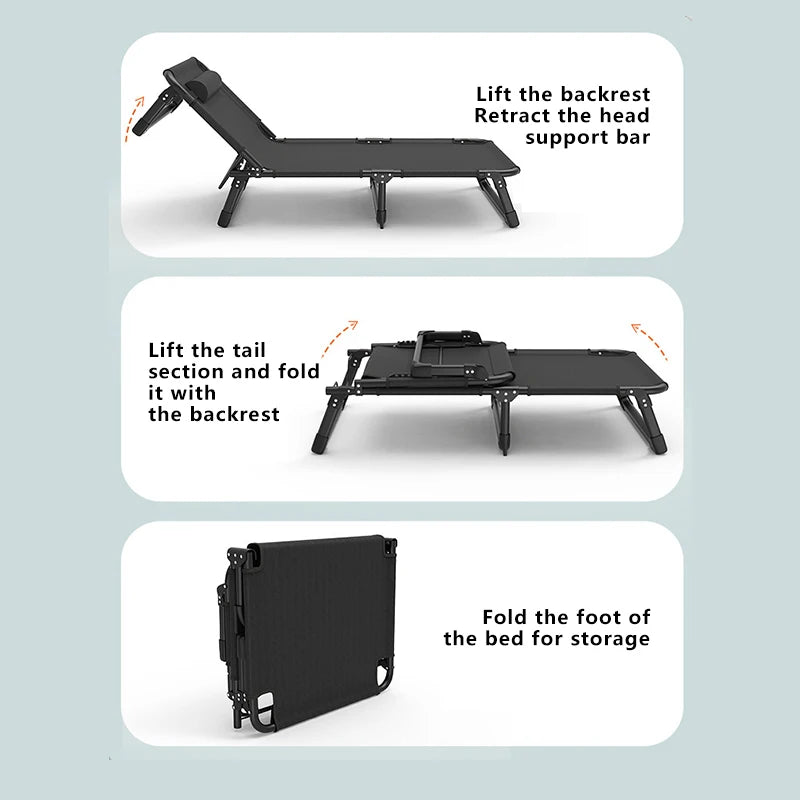 Household Portable Folding Bed Outdoor Travel Camping Bed Single Single Person Lunch Break Bed Multifunctional Reclining Chair