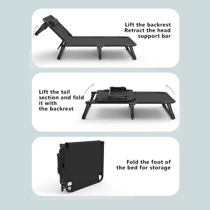Household Portable Folding Bed Outdoor Travel Camping Bed Single Single Person Lunch Break Bed Multifunctional Reclining Chair